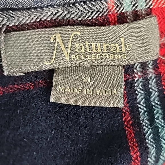 Natural Reflections Women's Button Front Flannel Shirt Navy Green Red Size XL - Picture 6 of 8